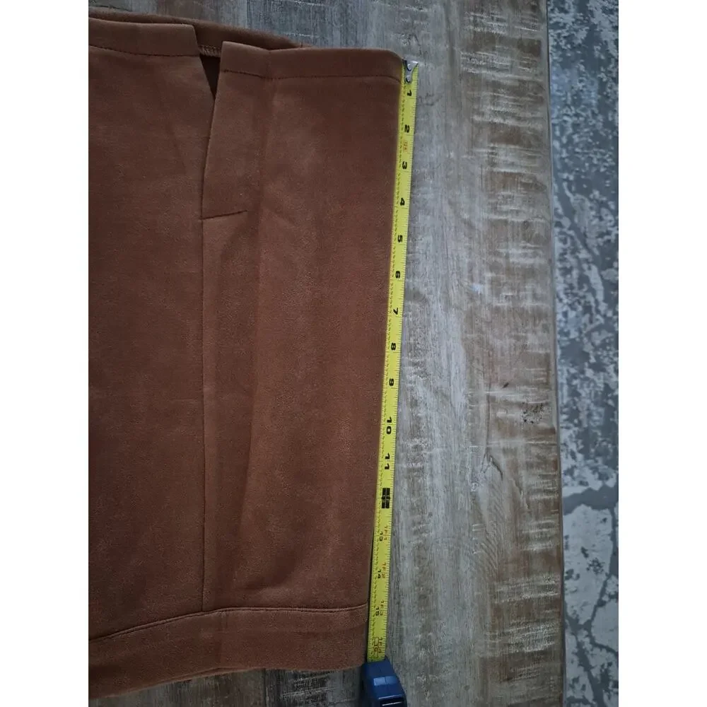 Women's High Waist Faux Suede Side Split Bodycon Short Mini Skirt M